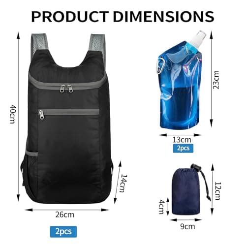 SHENYI 2 Pcs Ultra Lightweight Foldable Backpack, Foldable Small Resistant Rucksack Daypack, Hiking Daypacks,Multi Functional Outdoor Backpack for Men Women, Hiking Camping Travelling Biking — view 2