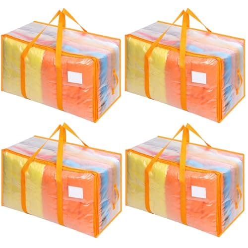 Dntorx 4 Pack 105L Moving Bags Clothes Storage Bags Drom Packing Box, Orange