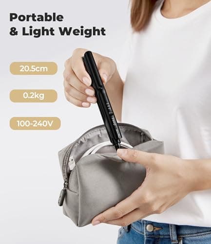 Farery Mini Hair Straightener for Short Hair, Tourmaline Ceramic Compact Small Straighteners, Travel Mini Straighteners with Pouch, Auto Shut Off, Dual Voltage with Adjustable Temp — view 6