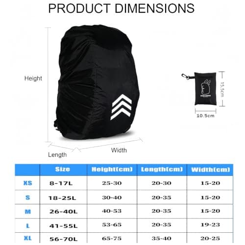 GUKOY Waterproof Rain Cover with Reflective Strap for Backpack, 2 Adjustable Anti Slip Cross Buckle Strap, Rainproof Snowproof Dustproof Anti-Frost Covers, Black S (for 18-25L backpack) — view 5