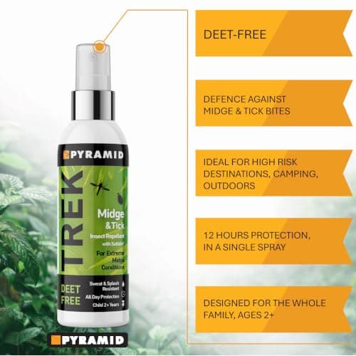 Pyramid Trek Midge & Tick No DEET Midge/Tick/Mosquito Repellent DEET FREE Saltidin Spray - 100ml — view 2