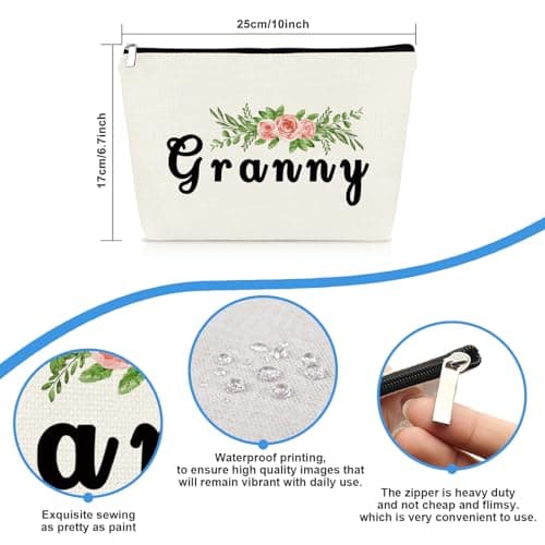 Granny Makeup Bag - Grandma Gift for Mothers Day, Birthday, Christmas & Thanksgiving from Granddaughter & Grandchildren - Cosmetic Bag Travel Pouch for Grannie, Gran Nana & Grandmother — view 2