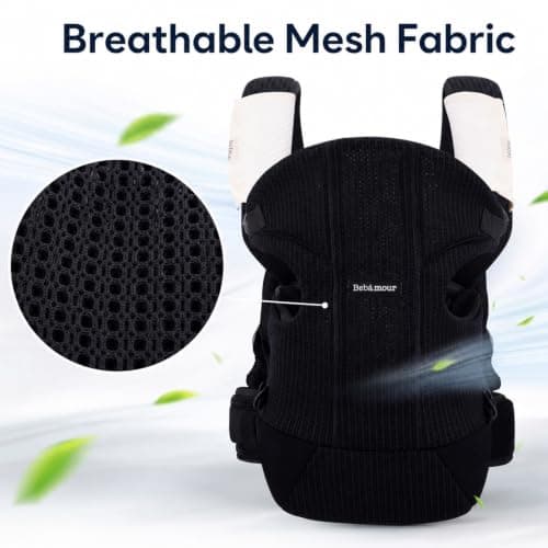 Bebamour Baby Carrier, Ergonomic Front & Back Carrier for Babies 3-18 Months (Up to 12kg), Adjustable Waist Belt & Shoulder Straps, Breathable Mesh Infant Carrier with 2 Drool Bibs, Pink — view 5