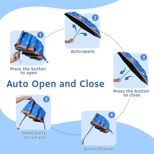 omedecal Automatic Folding Umbrella for Kids Girls & Boys, Excavator — view 5