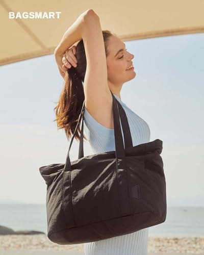 BAGSAMRT Tote Bag for Women with Zipper, Work Handbags & Shoulder Bags Gym Tote with Yoga Mat Buckle for Travel, Beach, Dance, Teacher, Nurse, Large — view 2