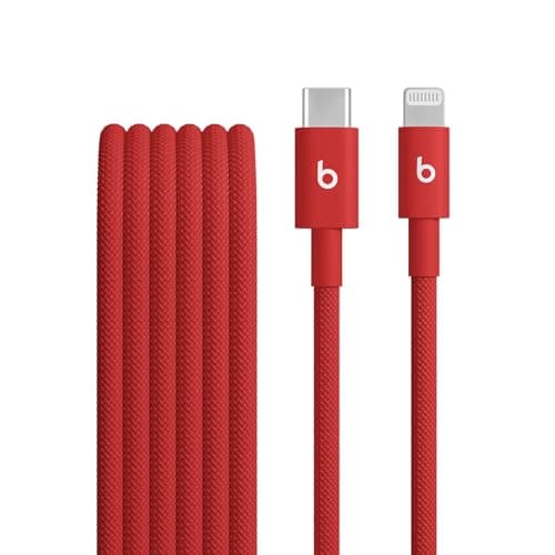 Beats USB-C to Lightning Woven Cable, Fast Charging, Durable/Tangle-Free, Compatible Charger for Apple Devices w Lightning Ports (1.5 m) – Rapid Red