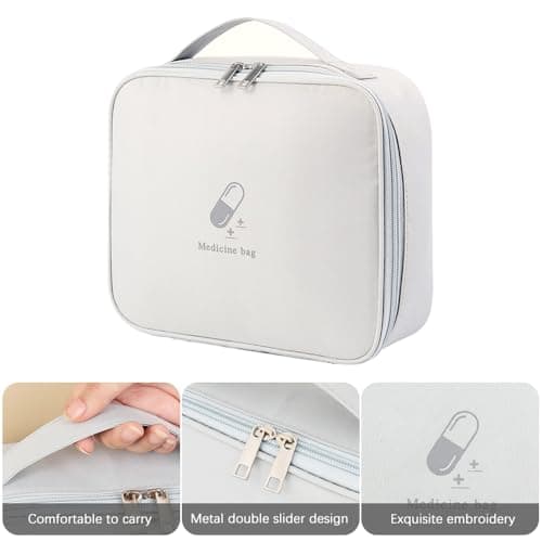 Olymajy 2 Pieces First Aid Kit Bags, Empty Medicine Bags, First Aid Bag Portable Grey Medical Medicine Bags for Outdoor Camping, Travel, Work — view 6
