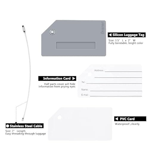 2Pack Grey Silicone Luggage Tag with Name Card to Quickly Spot Suitcase — view 3