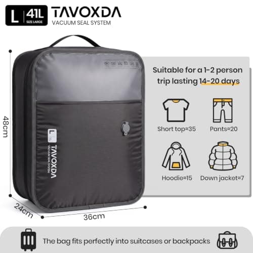 Tavoxda 41L Vacuum Bags for Travel with Wireless Electric Pump-1 Pack+Pump — view 2