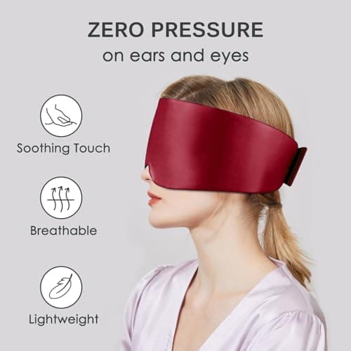 OLESILK 100% Natural Mulberry Silk Eye Mask for Sleeping, Large, Burgundy — view 4