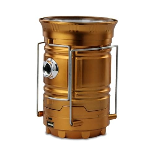 DOMIRA Solar & USB Rechargeable Camping Lantern – LED Camping Light Portable Solar-Powered Lantern Torch for Hiking, Fishing, Power Cuts & Survival Kits (Golden) — view 6