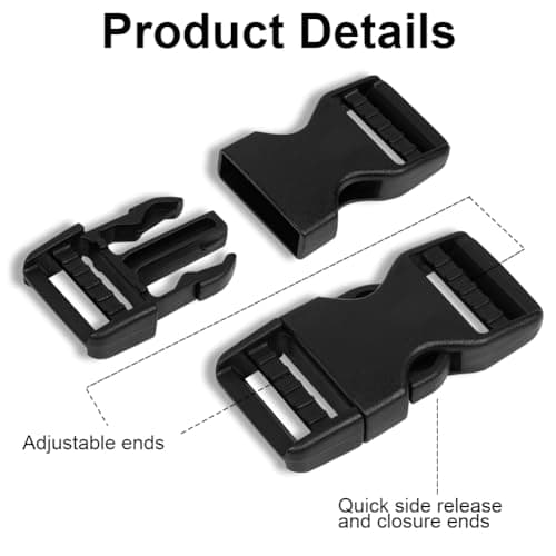 AUAUY Plastic Buckles Clips 38mm(8 Pcs), Dual Adjustable Ends — view 3