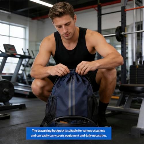 SJDOFU Drawstring Gym Bag, Drawstring Backpack with Shoes Compartment — view 6