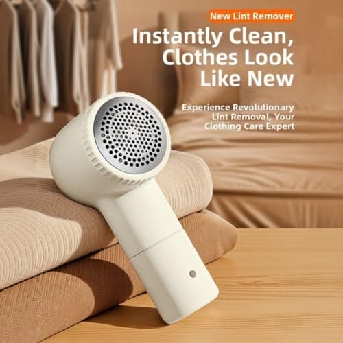 Electric Fabric Shaver for Clothes, Rechargeable Lint Remover with Net, Portable Sweater Depiller and Wool Ball Trimmer for Home and Travel Use(Cream Apricot) — view 2