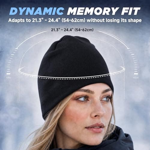 2THESTARS Beanie Hat Warm Thick Knit Winter Skull Cap for Men Women Cool Beanie Outdoor Running Made from Recycled Polyester (Navy Blue) — view 4