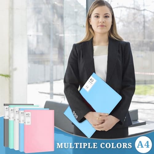 XHDA 5 Pcs A4 Display Folders, with 40 Plastic Sleeves Presentation Folder — view 5