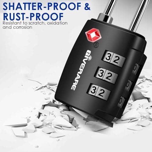 2 Pack TSA Approved Luggage Locks, Alloy Combination Travel Suitcase Padlock, Metal 3-Digit Waterproof Lock, TSA Accepted Outdoor Keyless Resettable Lock for Lockers, Bags, Gym, Gate-Black — view 5