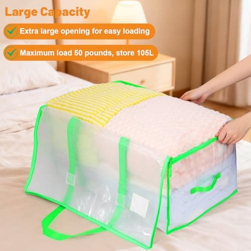 Dntorx 4 Pack 105L Moving Bags Clothes Storage Bags Drom Packing Box, Green — view 4