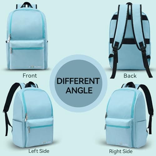 OMOUBOI Laptop Backpack for Men Women Fits 14-15.6 Inch Laptop Lightweight Bookbag School Rucksack Work Bags Anti Theft Casual Daypack for Tennis, Hiking Weekender Travel Business College, Sky Blue — view 6