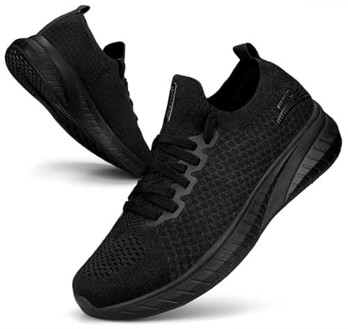 Puweco Womens Trainers Running Shoes Walking Sneaker All Black