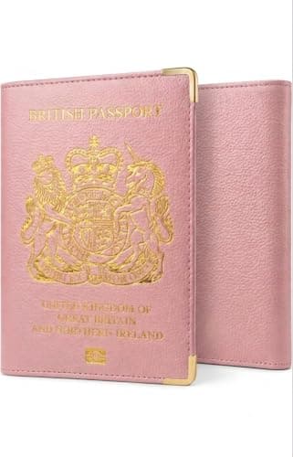 ORCHIDS British Passport Wallet PU Leather Passport Holder Cover for Men and Women (Baby Pink)