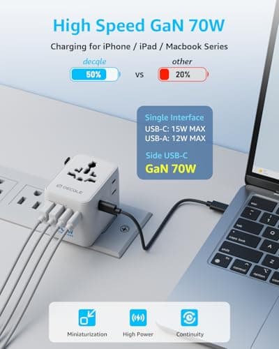 decqle “Pro” Universal Travel Adapter for International Travel -EU UK US AU — view 3