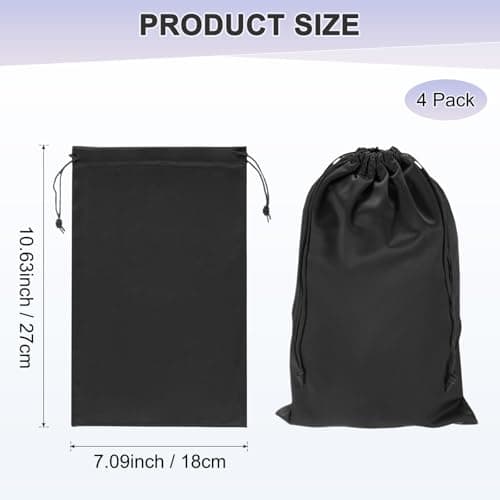 M METERXITY 4-Pack Ski Goggle Bag, 10.6" x 7.1" Soft Microfiber Pouch Bags Protective Storage Bags Case with Drawstring for Snow Goggles/Camera Lenses/Sunglasses [Black] — view 3