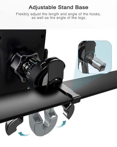Hoppac Car Phone Holder, Air Vent Car Phone Mount Cradle, Upgrade Hook & Adjustable Support Feet, 360° Rotation & One Button Release, Universal Mobile Cradle Compatible with iPhone Max Android 4-7'' — view 3
