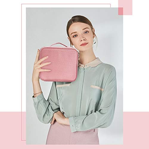 Makeup Bag Cosmetic Case Vanity Travel Beauty Box Make Up Train Case, Pink — view 5