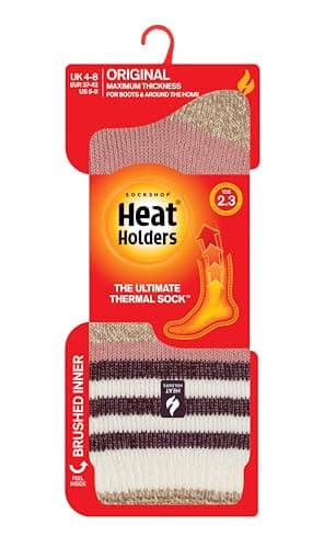 HEAT HOLDERS SOCKSHOP Women's Socks - 2.3 TOG Thermal, Warm, Cosy, Patterned, Pack of 1 Size 4-8 Cherith Cream/Muted Coral 4-8 — view 3