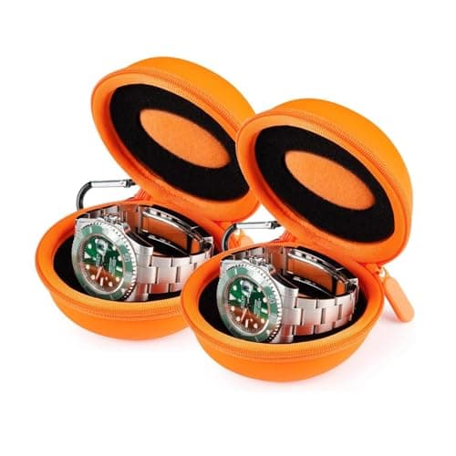 HELMDY Travel Watch Case for Women & Men (Orange-2 Pieces)