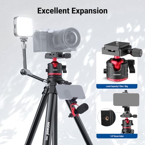 NEEWER BASICS 66.5"/169 cm Travel Tripod for Camera, Lightweight, TP12 — view 5