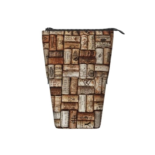 Longzehao Wine cork Print Telescopic Pencil Bag Pen Holder Pop Up Storage Case,Standing Portable pen Case — view 3