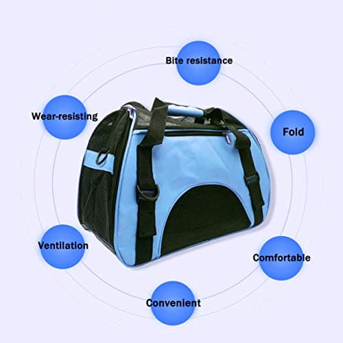 DONYER POWER Soft Sided Pet Carrier for Cats Comfort Airline Approved Under Seat Travel Tote Bag, Travel Bag for Small Animals with Mesh Top and Sides, BLUE — view 5
