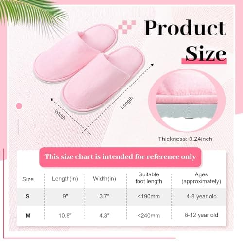 Twistover 6 Pairs Kids Disposable Slippers Non Slip Closed Toe Comfortable House Spa Indoor Outdoor Slippers for Kids 4-12 Years Old Party Hotel Travel etc, pink, Small — view 3