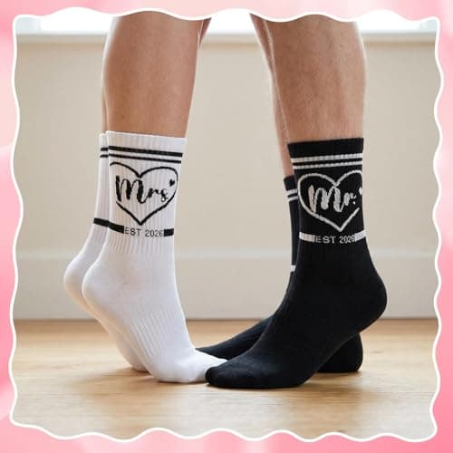 Zuimei Engagement Wedding Gifts for Couples Friends Her Him MR&MRS Socks — view 3
