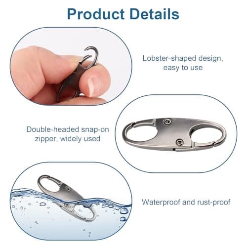 6 Pcs Zipper Lock Clips, Anti Theft Black Small Carabiner Clips for Backpack Locks Double Opening S Clips Zip Lock for Luggage, Suitcases Secure Bag Clips for Outdoor Travelling Camping Locks — view 3