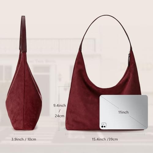 WantGor Large Tote Bag for Women, Suede Shoulder Purses — view 4