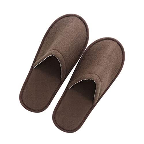 IWOWHERO 10 Pairs Disposable Slippers Non-slip Cloth Hotel Shoes for Travel and Short Term Vacation, Coffee Colour with Anti-skid Feature, Lightweight and Comfortable Guest Spa Slippers