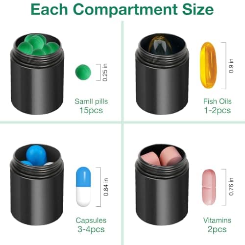 Opret Small Metal Pill Box, 2 Pack Portable Travel Tablet Box Keychain — view 6