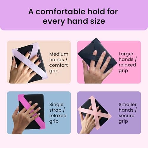 Strapsicle Hand Strap for Kindles & Kobos – Fits Kindle/Paperwhite (6”) Gen 7–10, 6” Kobo – 2 Pack Lightweight Grip – Medium – Black — view 4