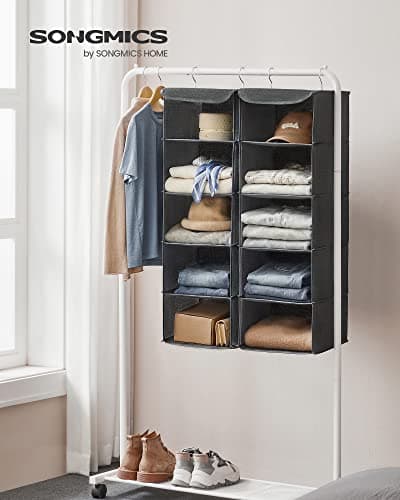 SONGMICS Hanging Wardrobe Storage Organisers, Set of 2, Foldable — view 2