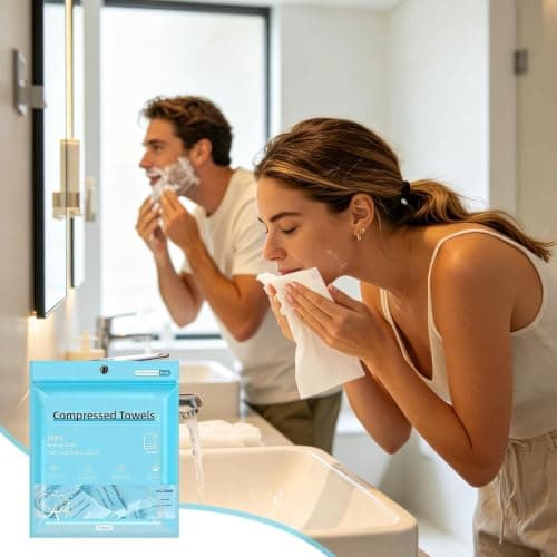 Compressed Towels 6-Piece Set | Portable Cotton Face Washcloths 30x60cm | Expandable Travel Towel For Camping Hiking Gym Fitness Lovers Hotel Resort — view 5