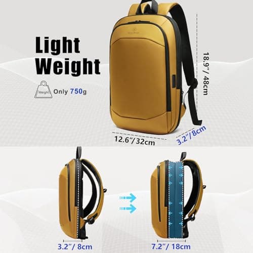 HEROIC KNIGHT Laptop Backpack, Anti Theft Travel Rucksack 17Inch-Yellow — view 4