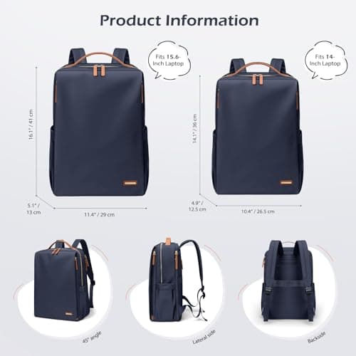 GOLF SUPAGS Stylish Laptop Backpack for Women Airline Approved Perfect for Work College and Travel Multi-Functional Casual Daypack Fits 15.6 Inch Notebook (Navy Blue) — view 6