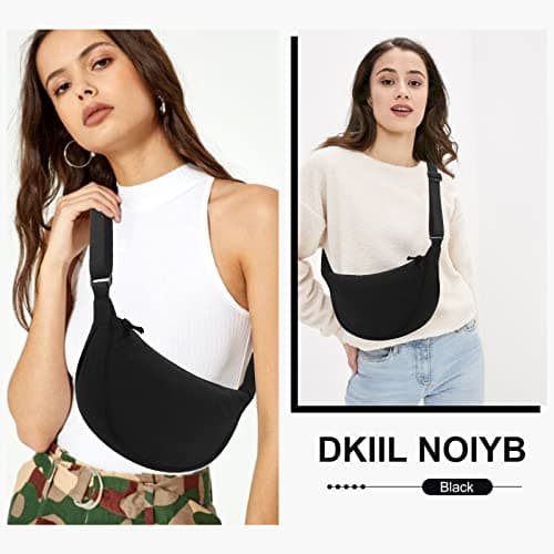 DKIIL NOIYB Women's Nylon Crescent Bag - Hobos Crossbody Shoulder Bag with Adjustable Strap - Solid Color Chest Fanny Pack — view 2