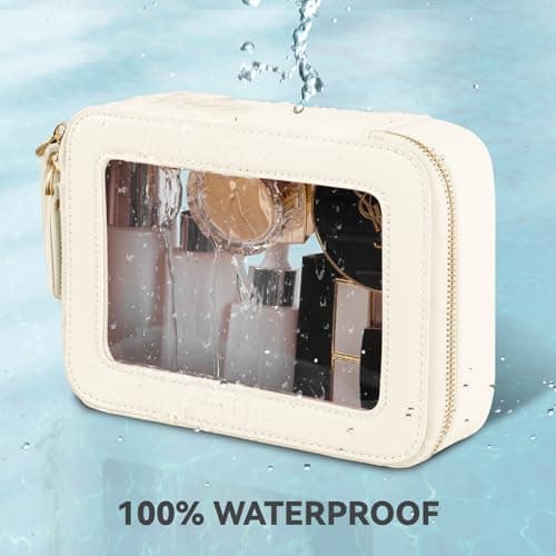 Prite Clear Makeup Bag Cosmetic Case Travel Toiletry Bag, Beige, Standard — view 5