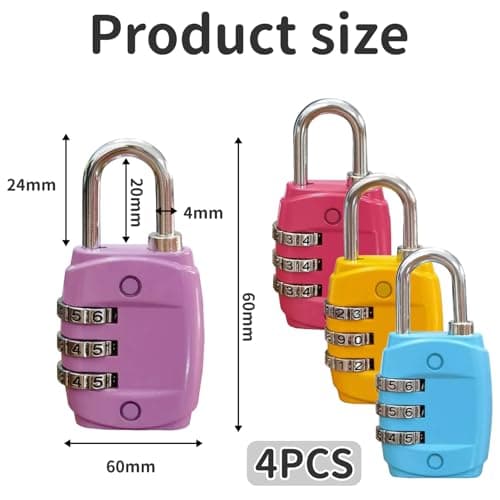 4PCS Luggage Locks – Small Padlocks for Lockers, Backpacks, Gym & Travel Bags – Secure & Lightweight – Easy-to-Use Mini Travel Lock Set — view 2