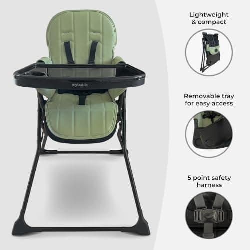 My Babiie MBHC2 Compact Folding Toddler Highchair – Sage Green — view 2