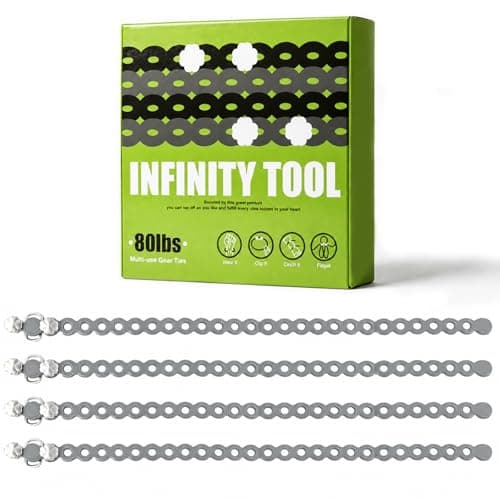 4 PC Modular Straps,Flexible Multi-Tool,80 Pound Load,18" lengths,Gear Strap,Reusable Multitool Utility Gear Ties for Camping,Outdoor Adventure,Luggage,Tool Organization,Travel,EDC(Grey)